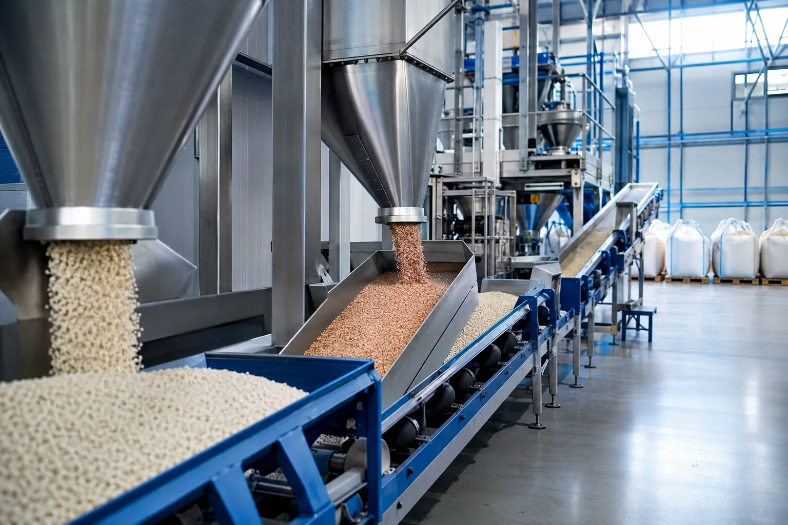 Automated compound fertilizer blending and packaging facility